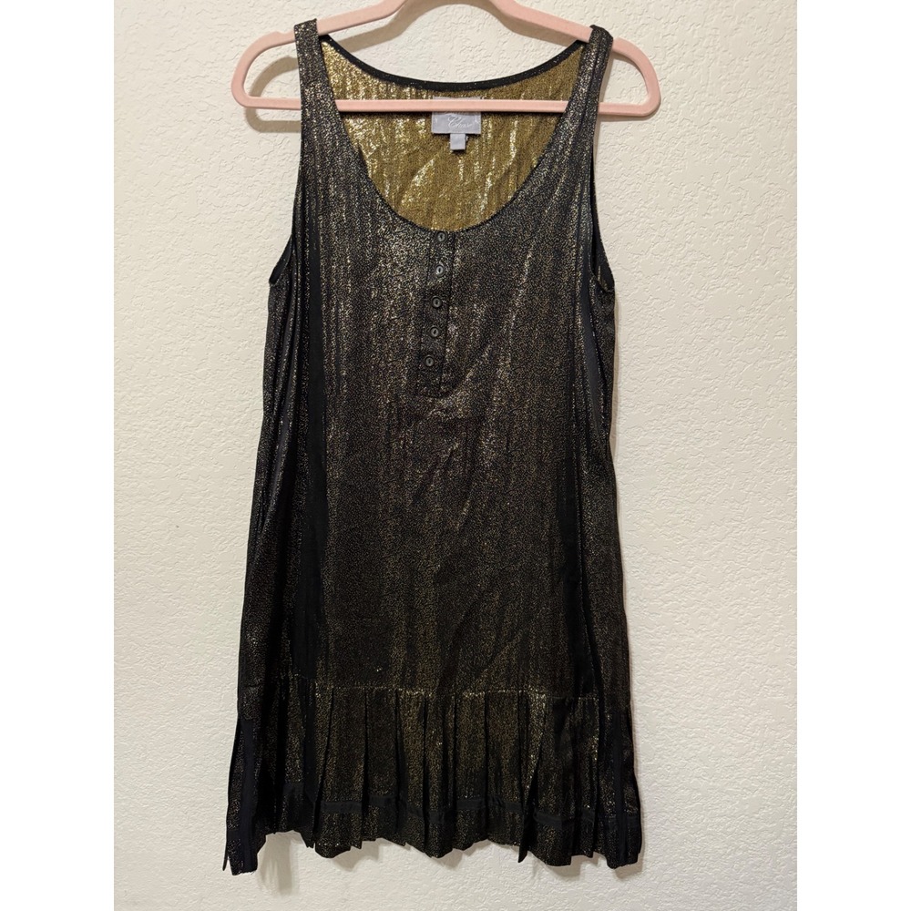 Dallin Chase Dress Size 6‎ Black Gold Sleeveless Ruffle Hem Party